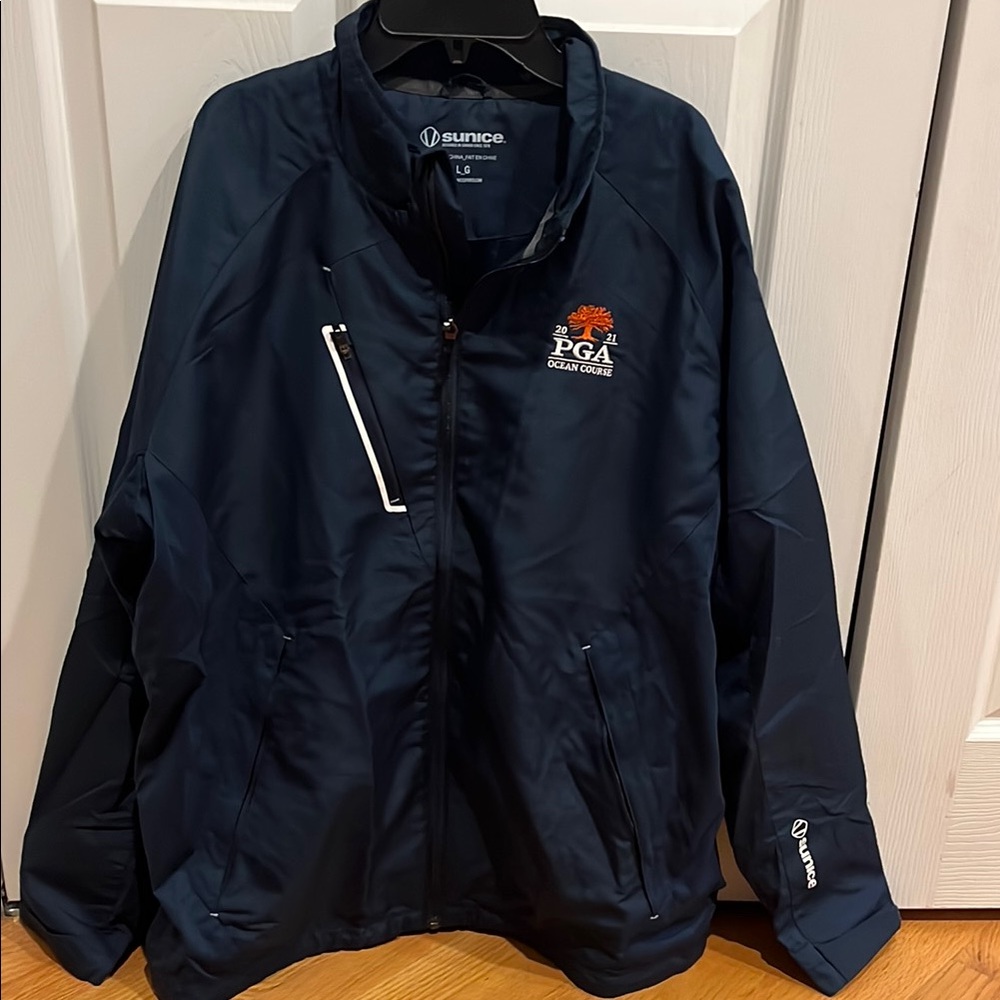 PGA Sunice Blue Windbreaker Jacket Lightweight Athletic Design